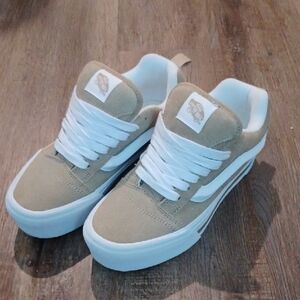 Vans Tan and White Shoes